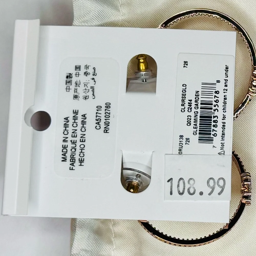 Kate Spade Earrings Gleaming Gardenia Rose Gold tone Flower Hoop NWT MSRP: $109